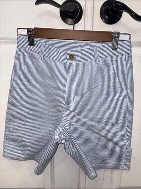 Janie and Jack Light Blue Seersucker Stripe Shorts